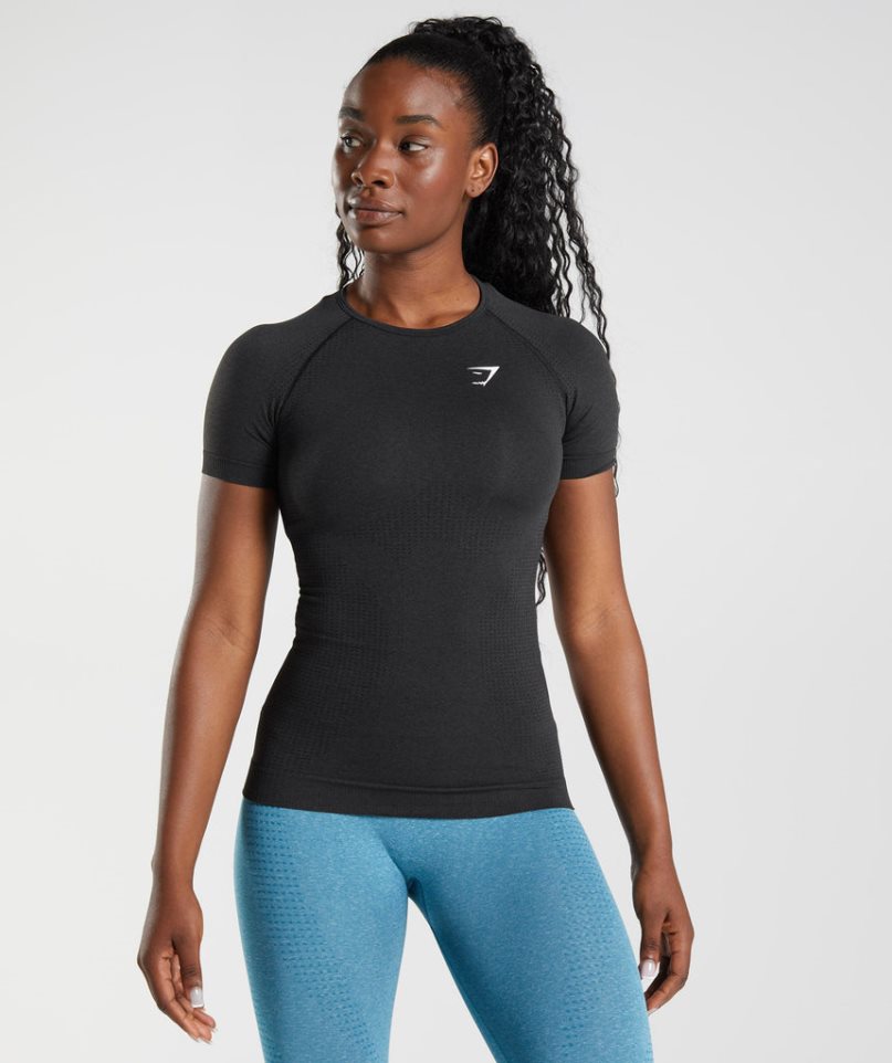 Koszulki Gymshark Vital Seamless 2.0 Damskie Czarne | PL 371RTN